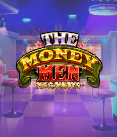 Изображение игрового автомата The Money Men Megaways от Pragmatic Play, показывающее динамичный городской пейзаж с элементами хип-хоп культуры. На переднем плане расположены символы слота: золотые украшения, крутые автомобили и персонажи, исполняющие рэп жесты, формирующие атмосферу настоящего хип-хоп приключения. Название слота The Money Men Megaways расположен в верхней части изображения, подчеркивая тематику и стиль игры.